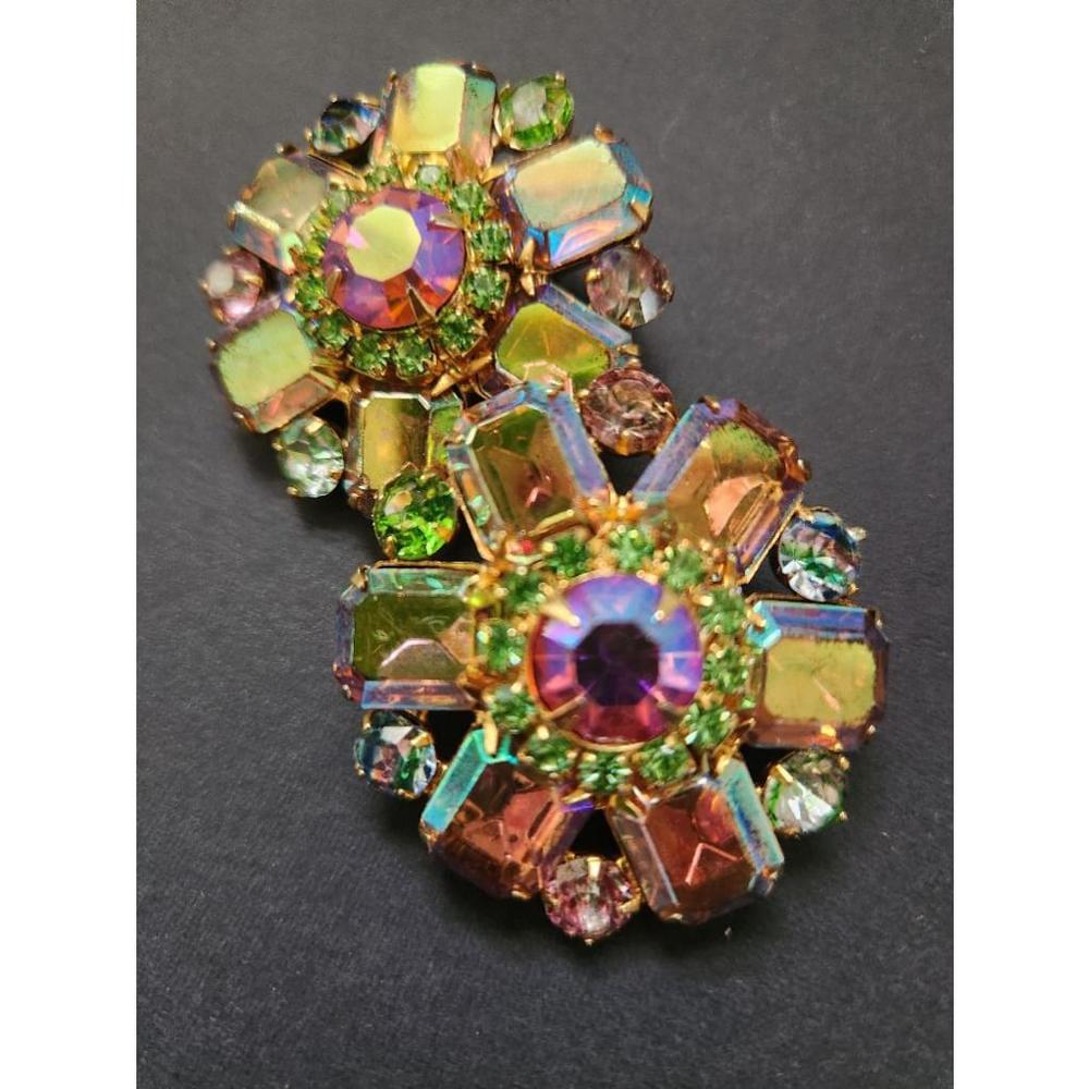Vintage Graziano Aurora Borealis Clip On Earrings